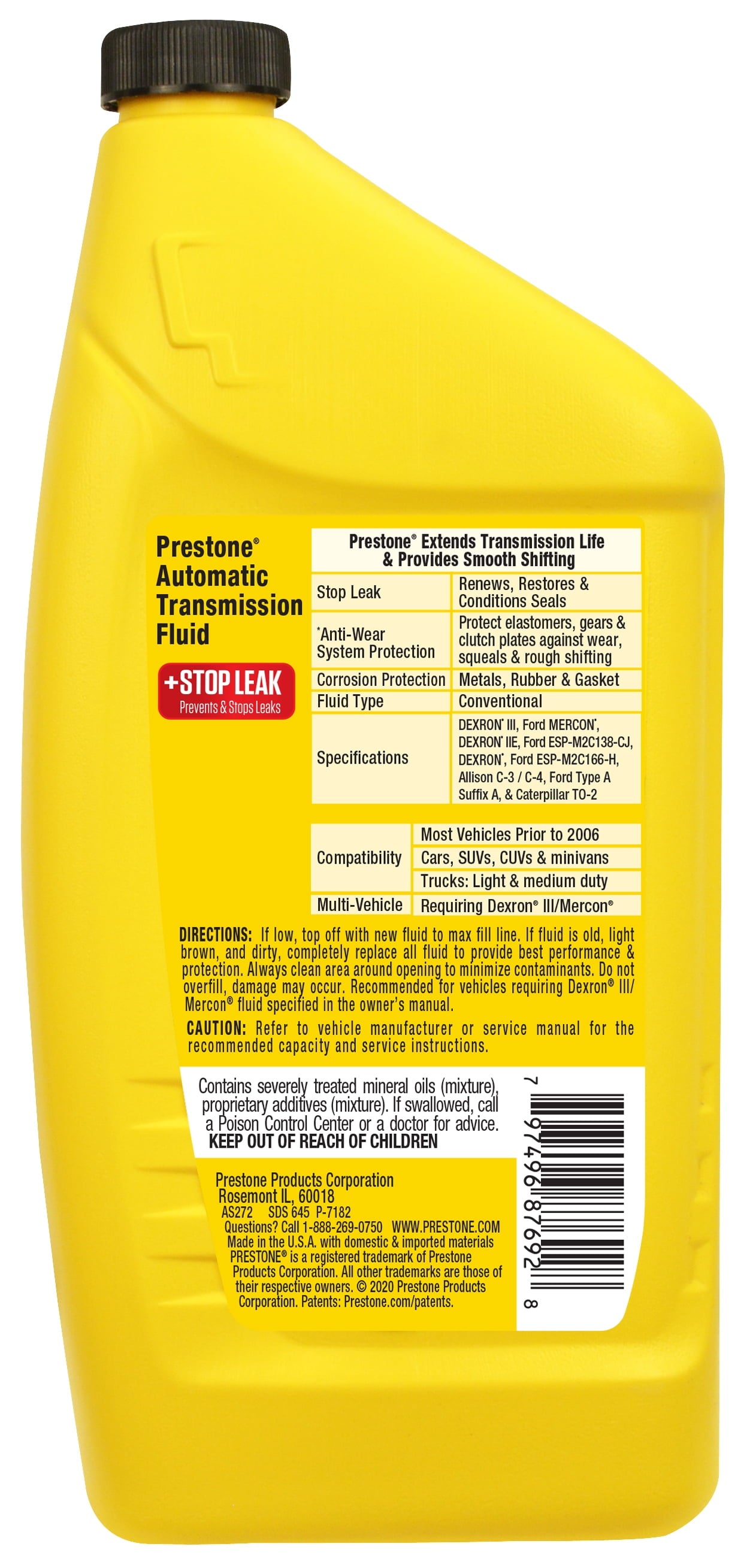 (2 Pack)  ATF + Stop Leak Automatic Transmission Fluid, 32 Oz (1 Quart)