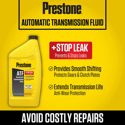 (2 Pack)  ATF + Stop Leak Automatic Transmission Fluid, 32 Oz (1 Quart)